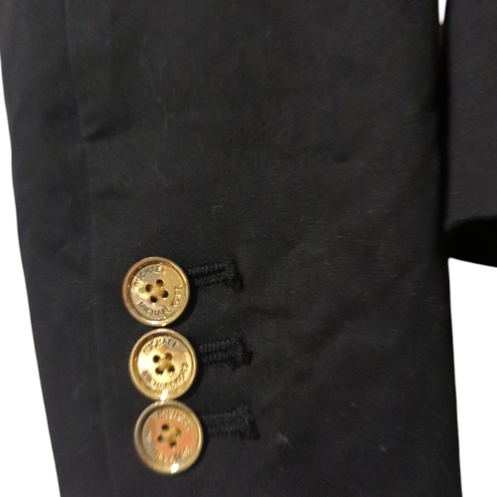 Michael Michael Kors Black Gold Zip Buttons Women's Double Breasted Jacket - Picture 5 of 10